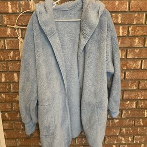 Baby Blue Fuzzy Sherpa Cardigan Size L